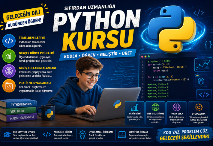 <p>Bu kurs, öğrencilere Python programlama dilinin temellerini öğretir ve çeşitli uygulamaların nasıl geliştirileceğini gösterir.</p>
